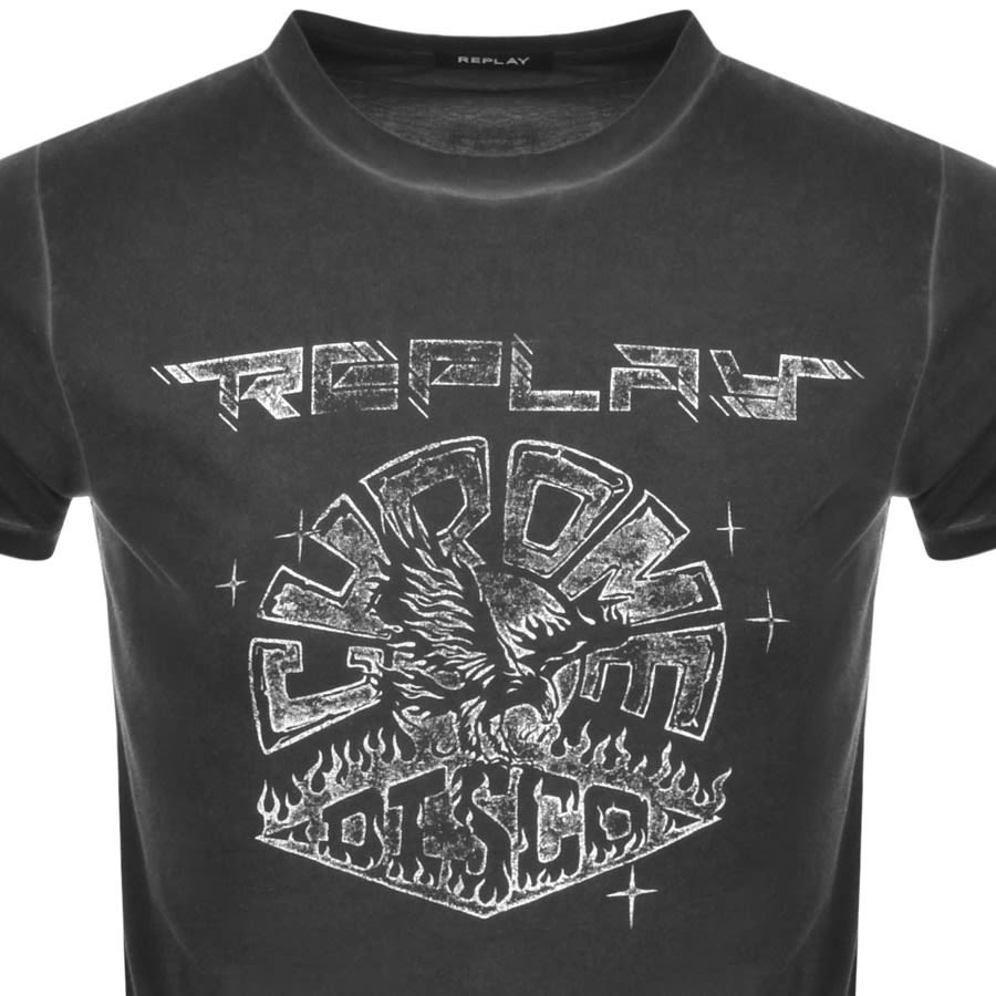 Alternative Image for ProductReplay Logo Crew Neck T Shirt Black2